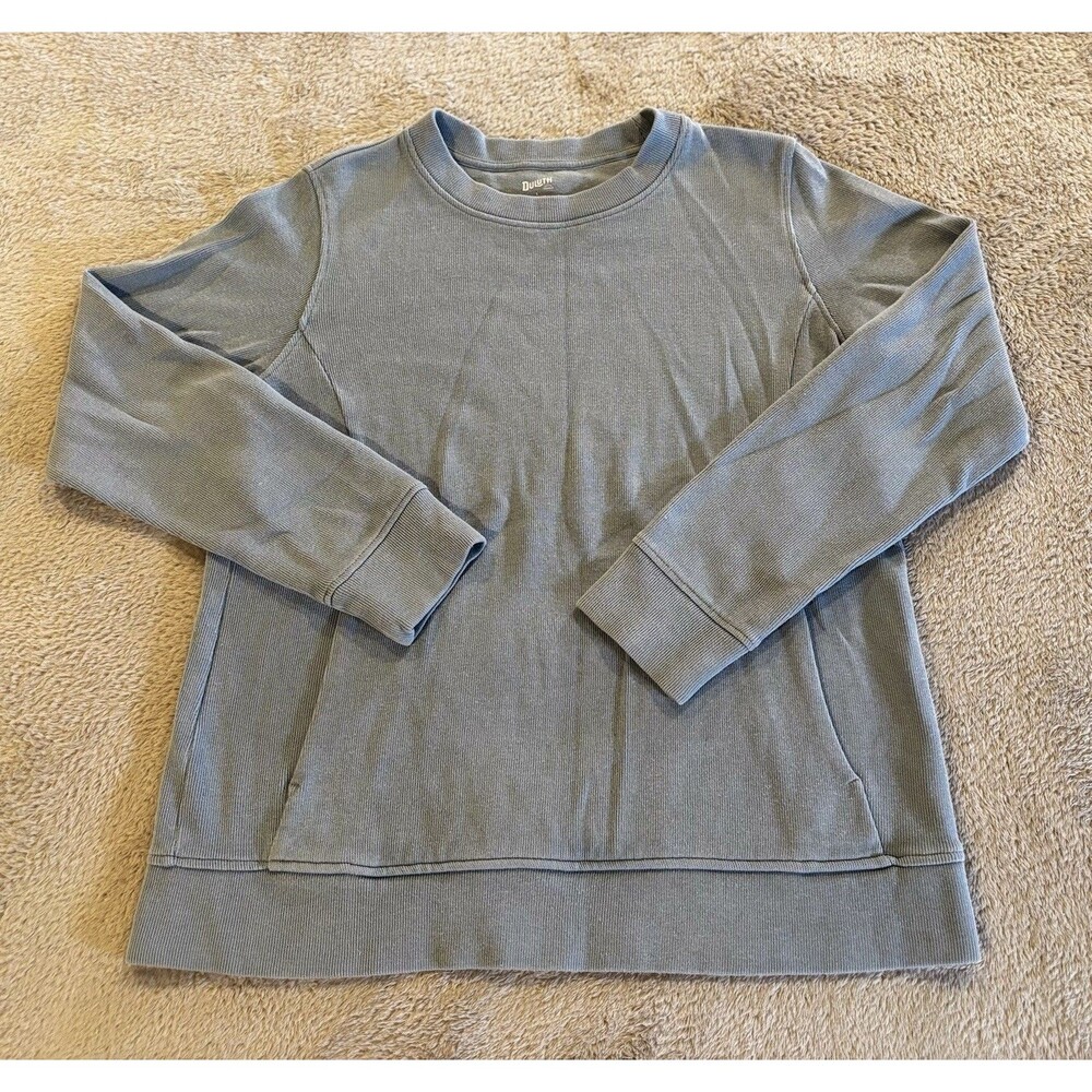 DULUTH TRADING SWEATSHIRT SWEATER WOMENS SIZE LARGE LONG SLEEVE POCKET BLUE